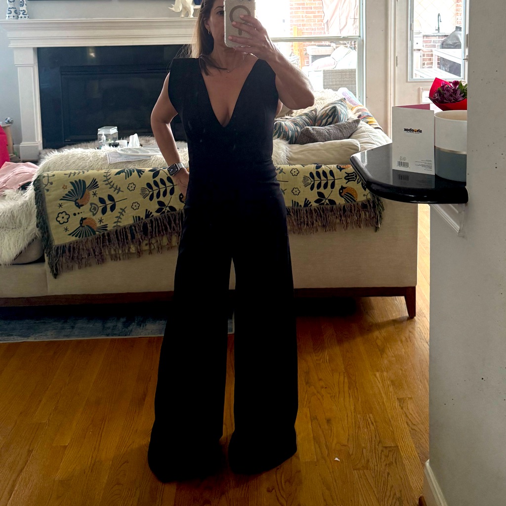 Alexis Structured Shoulder Black Jumpsuit
